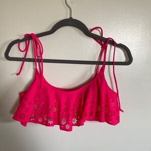 Victoria’s Secret PINK- hot pink eyelet shoulder tie bikini top- size medium